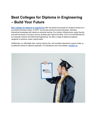 Best Colleges for Diploma in Engineering – Build Your Future