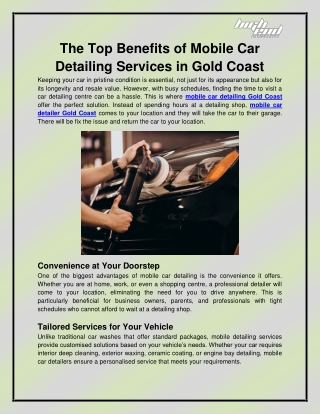 Mobile car detailers Gold coast