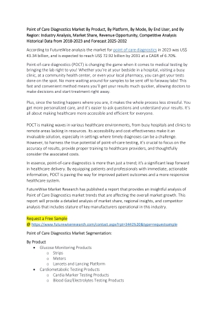 Health Key Factors Driving Growth in the Point of Care Diagnostics Market