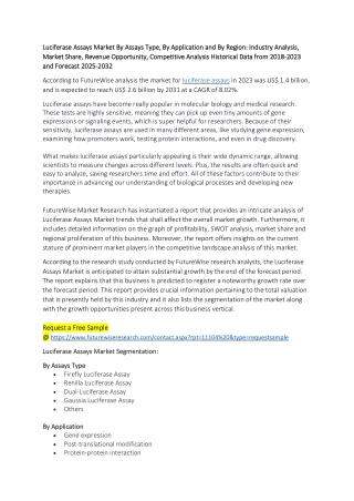 Luciferase Assays Market Growth: Key Drivers and Opportunities