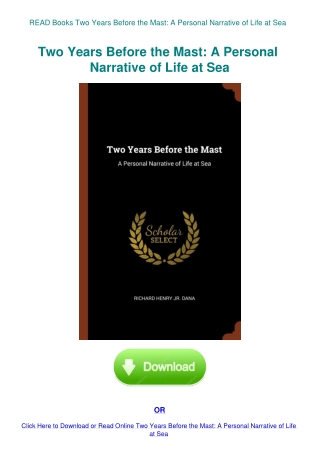 READ Books Two Years Before the Mast A Personal Narrative of Life at Sea