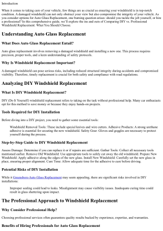 Comparing DIY vs. Professional Windshield Replacement: What You Should Choose