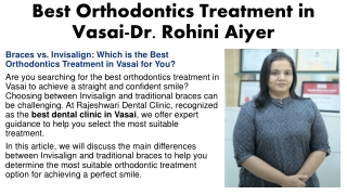 Best Orthodontics Treatment in Vasai-Dr. Rohini Aiyer
