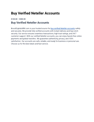 TOP Seller,, Buy Verified Neteller Accounts From USA In 2025