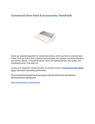 Commercial Oven Parts & Accessories _ PartsFeUK