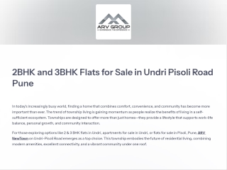 2BHK & 3BHK Flats for Sale in Undri Pisoli Road, Pune | ARV New Town
