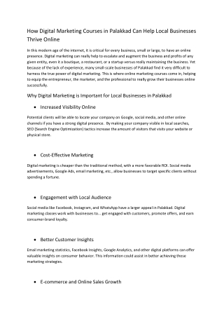 BEST DIGITAL MARKETING COURSE IN PALAKKAD