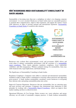 Why Businesses Need Sustainability Consultancy in Saudi Arabia