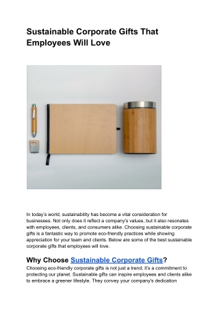 Sustainable Corporate Gifts That Employees Will Love