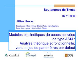 Modèles biocinétiques de boues activées de type ASM : Analyse théorique et fonctionnelle, vers un jeu de paramètres p