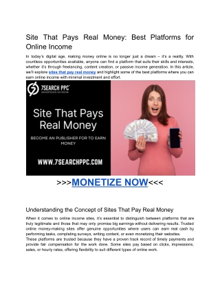 Site That Pays Real Money_ Best Platforms for Online Income