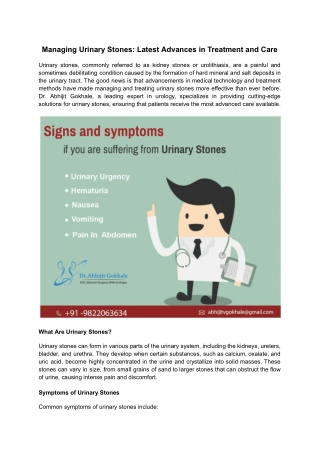 Managing Urinary Stones_ Latest Advances in Treatment and Care