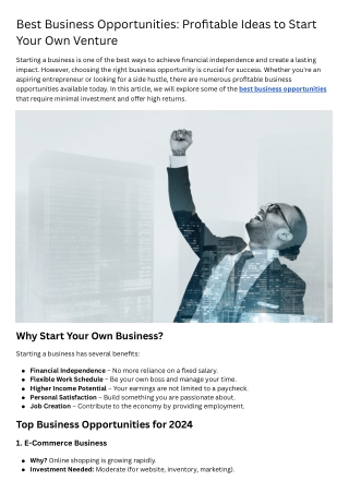 Best Business Opportunities