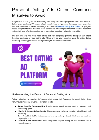 Personal Dating Ads Online: Common Mistakes to Avoid
