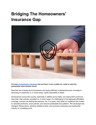 Bridging The Homeowners' Insurance Gap