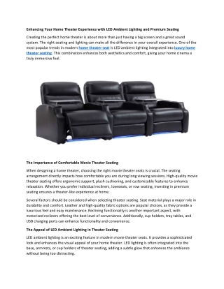Enhancing Your Home Theater Experience with LED Ambient Lighting and Premium Sea