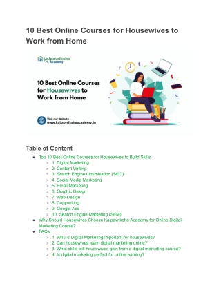 Courses for Housewives pdf