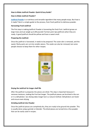 How to Make Jackfruit Powder: Quick & Easy Guide?