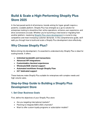 Build & Scale a High-Performing Shopify Plus Store 2025