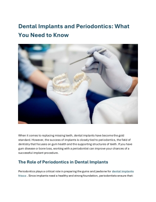 Dental Implants and Periodontics What You Need to Know