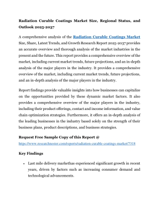 Radiation Curable Coatings Market Size, Regional Status, and Outlook 2025-2037