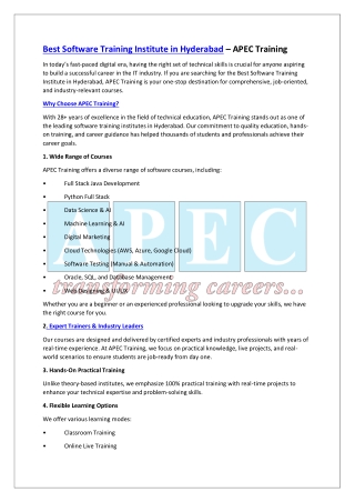 Best Software Training Institute in Hyderabad