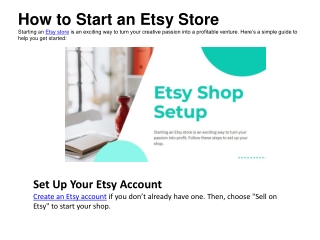 How to Start an Etsy Store