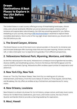 Dream Destinations 8 Best Places to Explore in the USA Before You Die