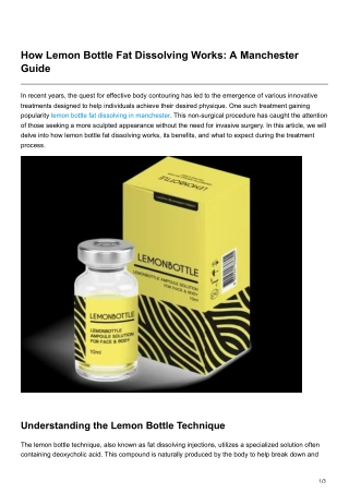 How Lemon Bottle Fat Dissolving Works A Manchester Guide