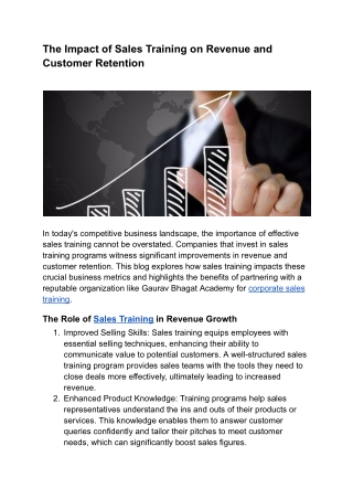 The Impact of Sales Training on Revenue and Customer Retention