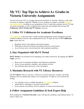 Top Tips to Achieve A  Grades in Victoria University Assignments