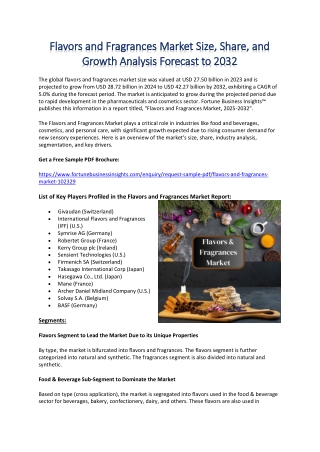 Flavors and Fragrances Industry Growth Forecast: Market Share and Demand Trends