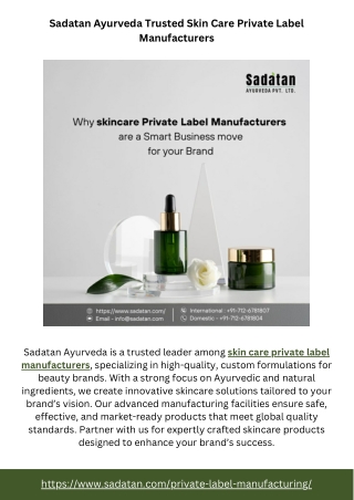 Sadatan Ayurveda Trusted Skin Care Private Label Manufacturers
