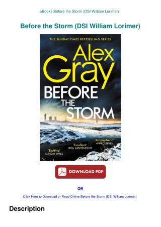 eBooks Before the Storm (DSI William Lorimer)