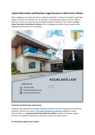 Expert Real Estate and Business Legal Services in Oak Forest