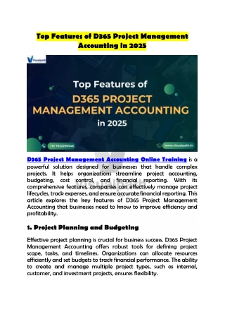 D365 Project Management Accounting Online Training Enroll Now