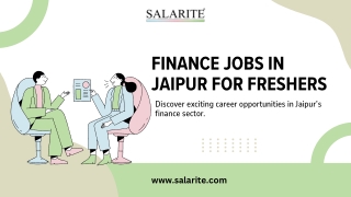 Finance Jobs in Jaipur for Freshers
