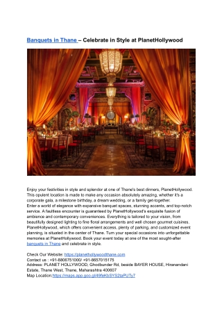 Banquets in Thane – Celebrate in Style at PlanetHollywood
