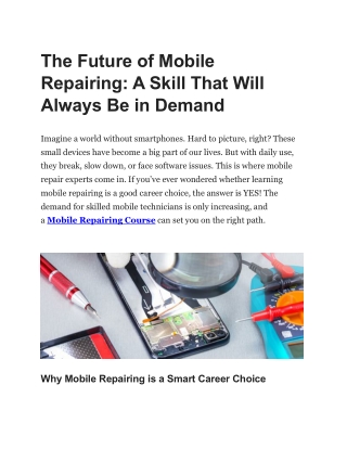 The Future of Mobile Repairing A Skill That Will Always Be in Demand