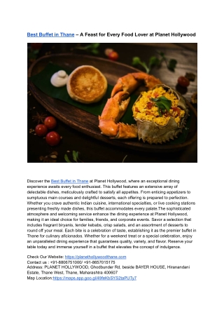 Best Buffet in Thane – A Feast for Every Food Lover at Planet Hollywood