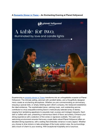 A Romantic Dinner in Thane – An Enchanting Evening at Planet Hollywood