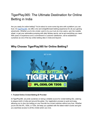 TigerPlay365_ The Ultimate Destination for Online Betting in India