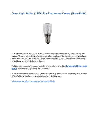 Oven Light Bulbs _ LED _ For Restaurant Ovens _ PartsFeUK