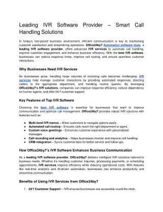 Leading IVR Software Provider  Smart Call Handling Solutions.docx  Google Docs