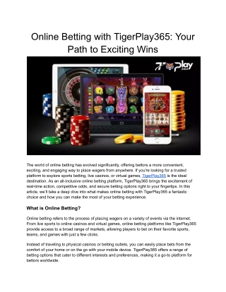 Online Betting with TigerPlay365_ Your Path to Exciting Wins
