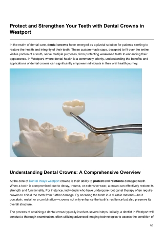 Protect and Strengthen Your Teeth with Dental Crowns in Westport