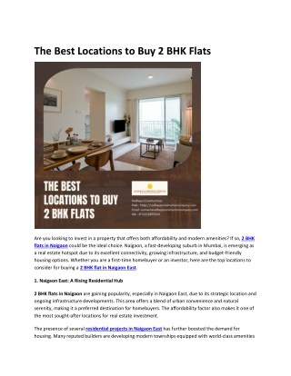 The Best Locations to Buy 2 BHK Flats