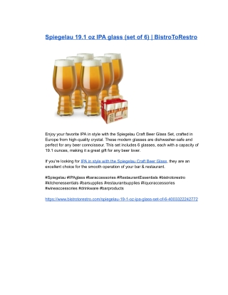 Spiegelau 19.1 oz IPA glass (set of 6) _ BistroToRestro