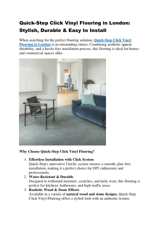 Quickstep Click Vinyl Flooring London