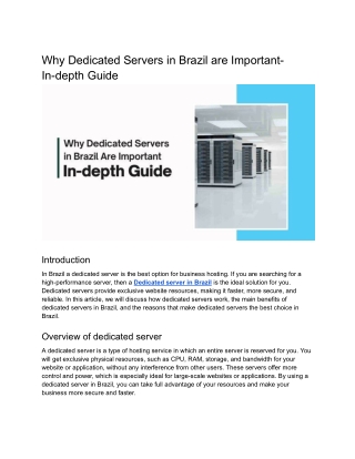 Why Dedicated Servers in Brazil are Important- In-depth Guide